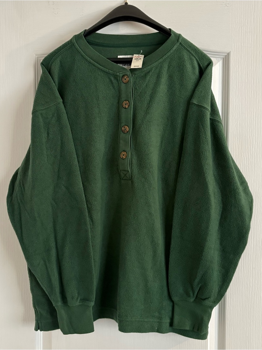 Aerie Forest Green Crewneck Henley Sherpa Sweater NWT